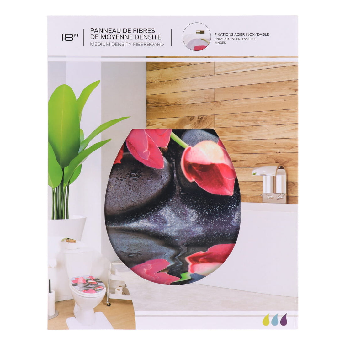 Capac WC din MDF 18” – balamale din oțel inoxidabil – model THAIS