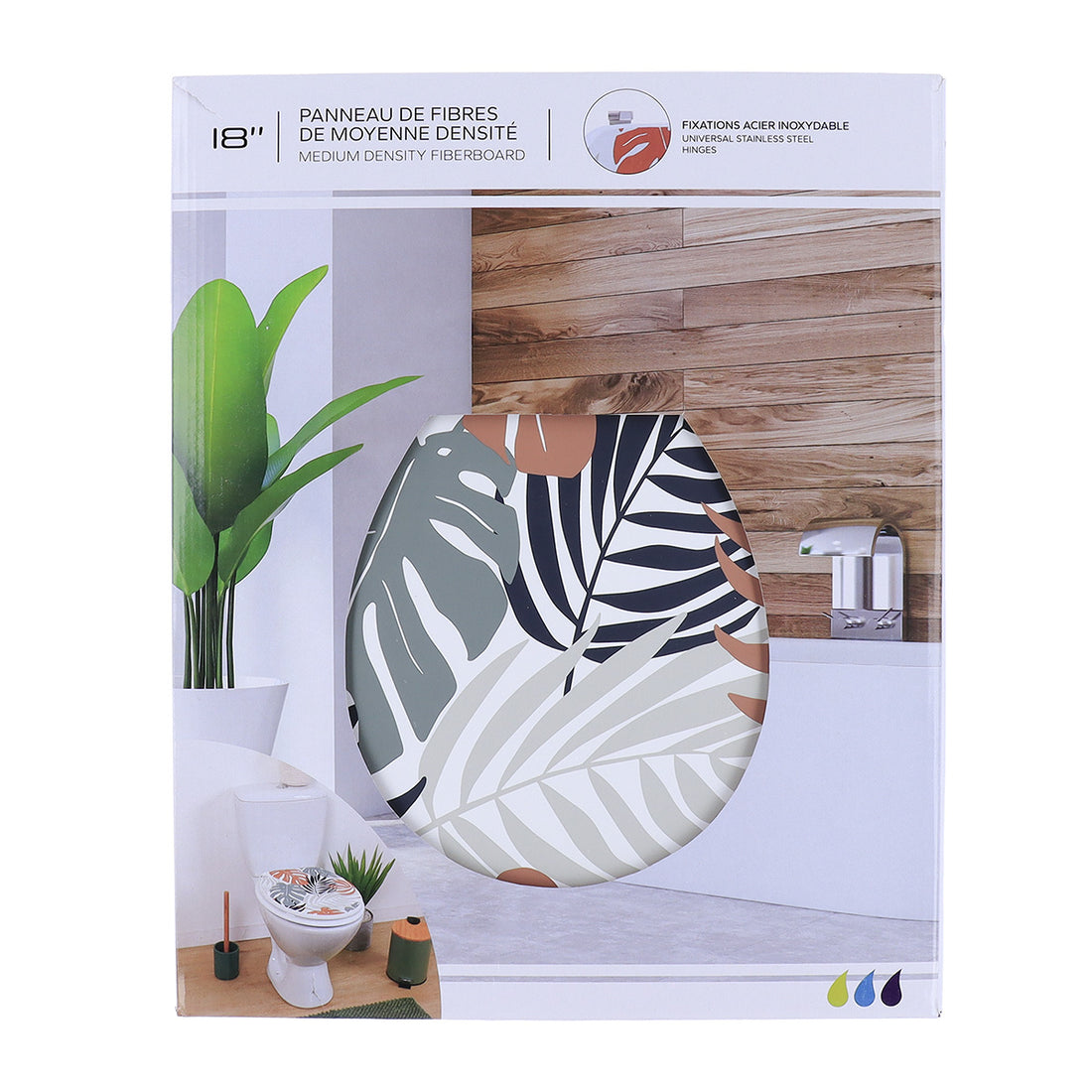 Capac WC din MDF 18” – balamale din oțel inoxidabil – model ECRIN