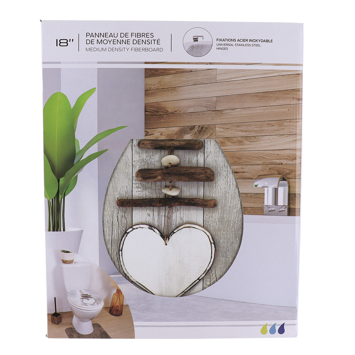 Capac WC din MDF 18” – balamale din oțel inoxidabil – model OUESSANT