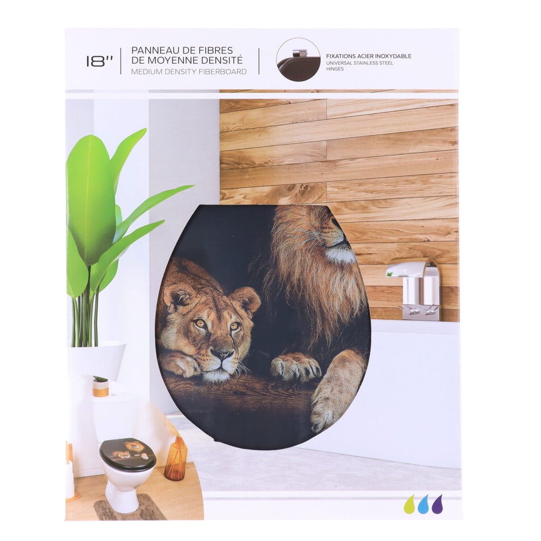 Capac WC din MDF 18” – balamale din oțel inoxidabil – model AFRICA