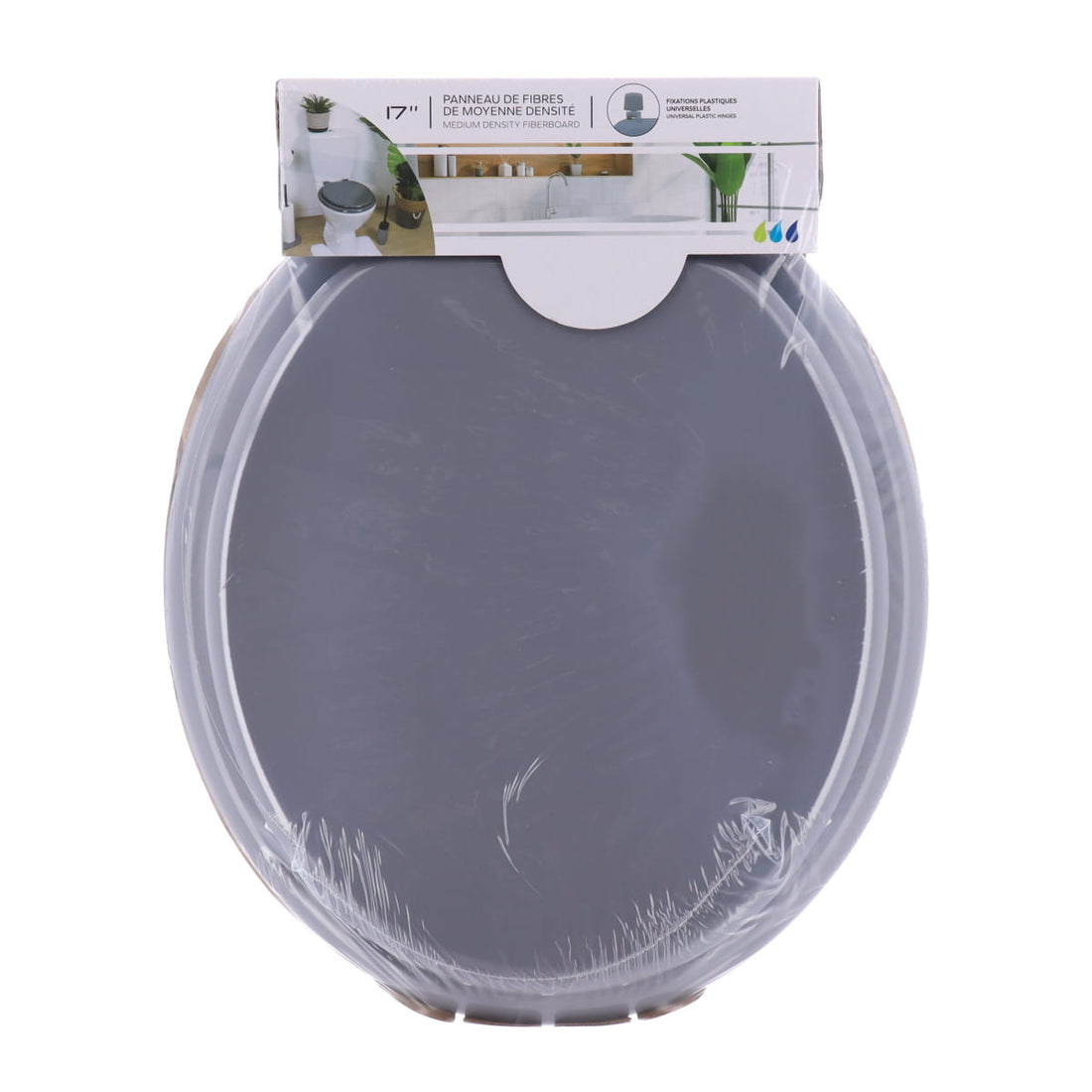 Capac WC din MDF 17” – balamale din plastic – gri