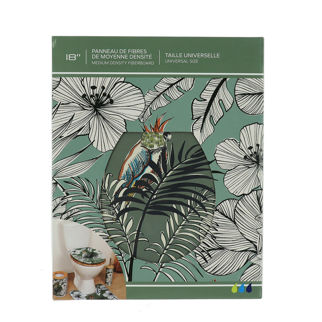 Capac WC din MDF 18” – balamale din oțel inoxidabil – model KHAKI JUNGLE FEVER