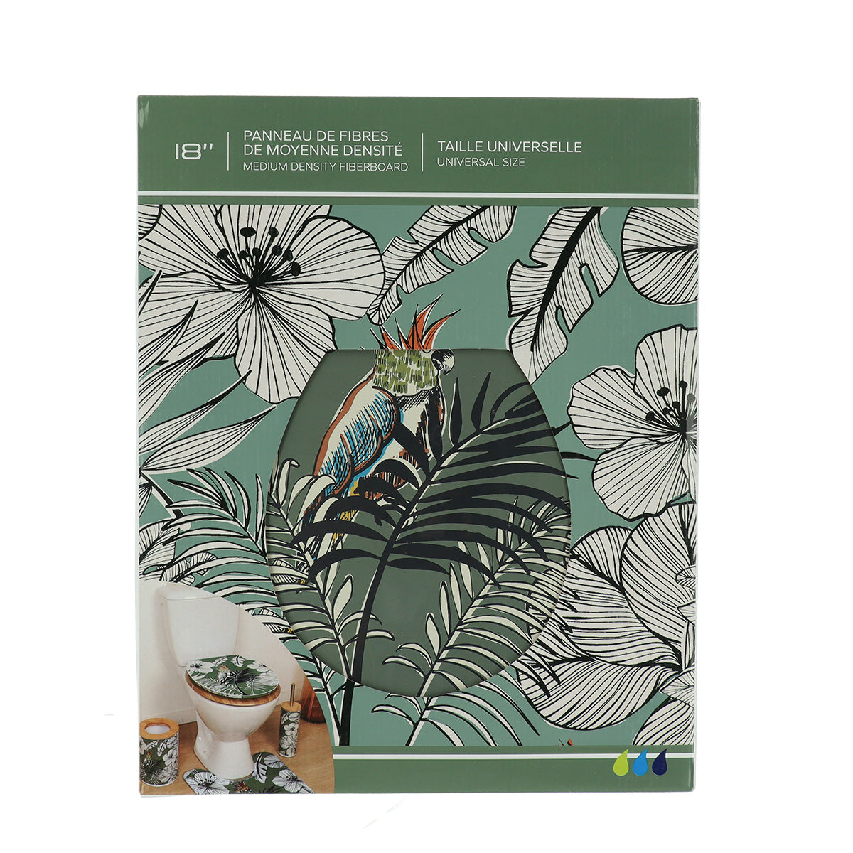 Capac WC din MDF 18” – balamale din oțel inoxidabil – model KHAKI JUNGLE FEVER