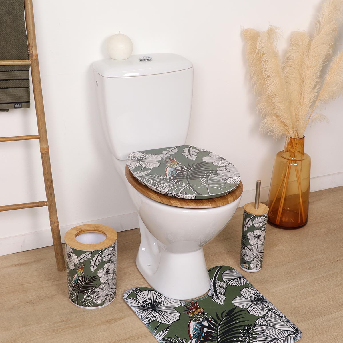 Capac WC din MDF 18” – balamale din oțel inoxidabil – model KHAKI JUNGLE FEVER