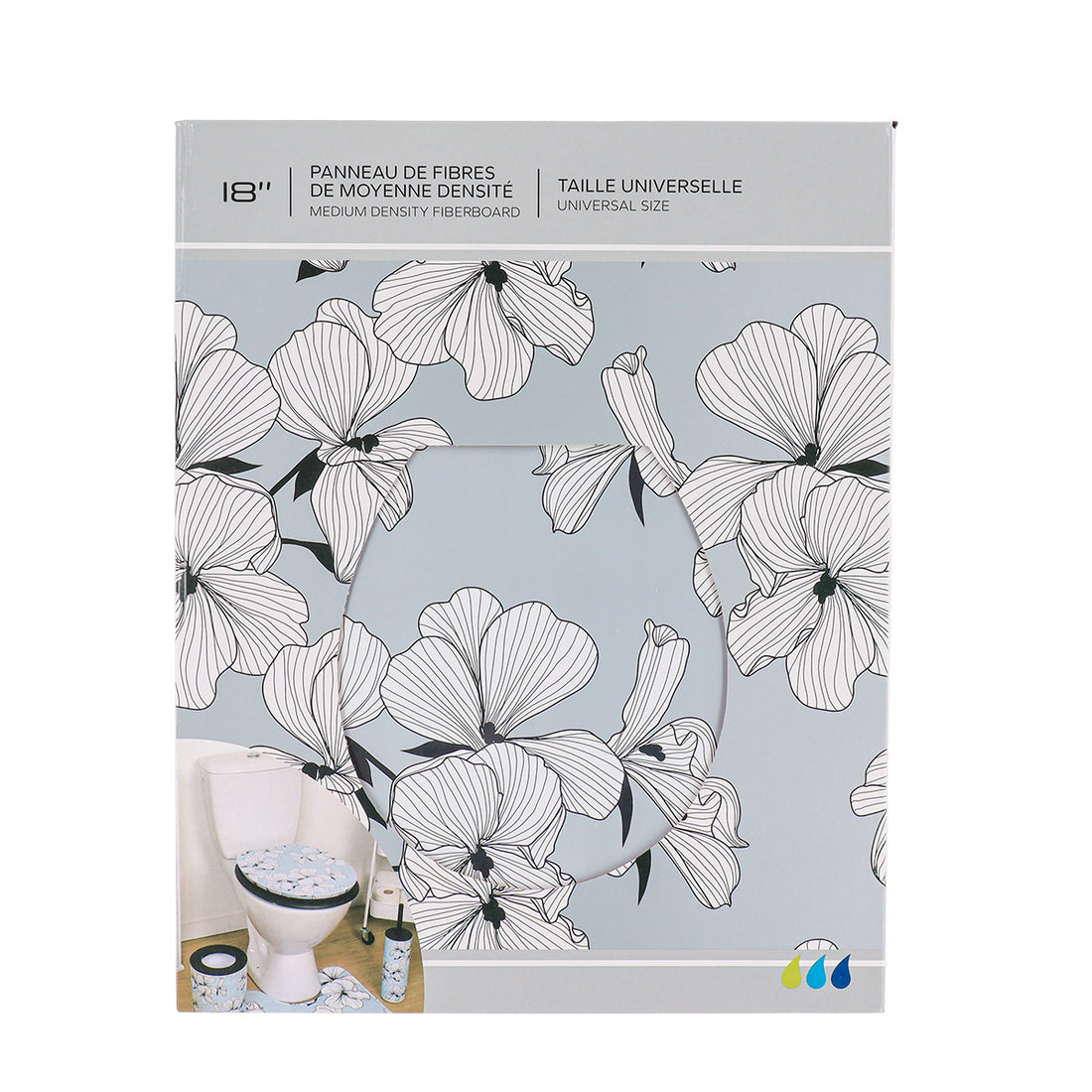 Capac WC din MDF 18” – balamale din oțel inoxidabil – model GREY ECRIN