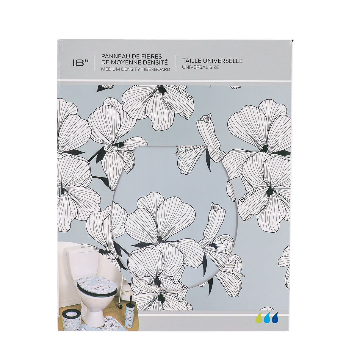 Capac WC din MDF 18” – balamale din oțel inoxidabil – model GREY ECRIN