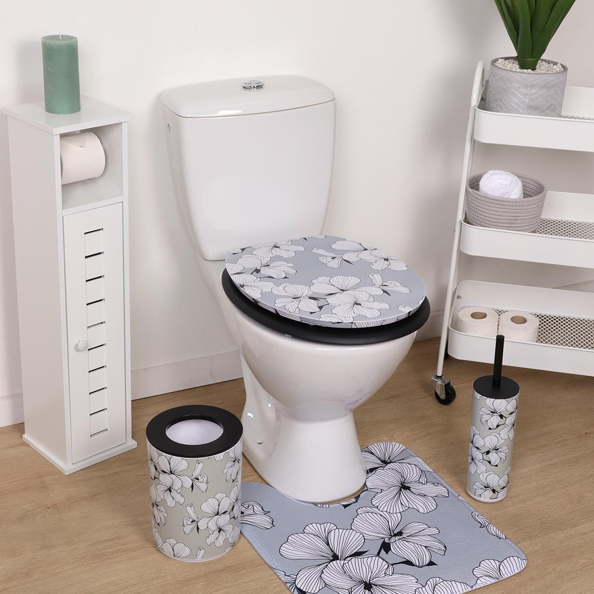 Capac WC din MDF 18” – balamale din oțel inoxidabil – model GREY ECRIN
