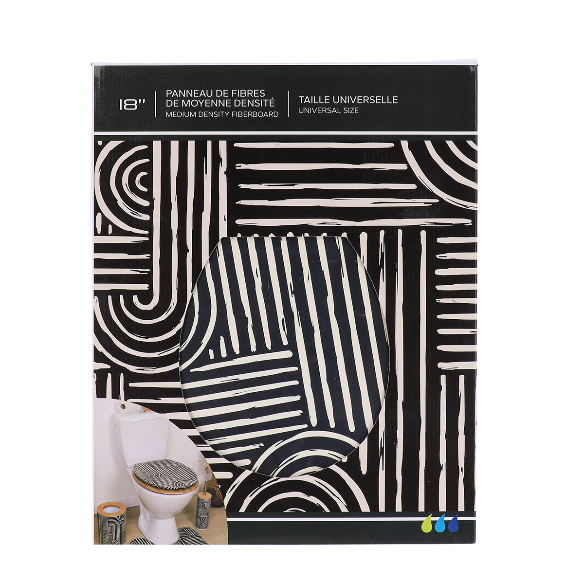 Capac WC din MDF 18” – balamale din oțel inoxidabil – model ETHNIC VIBES