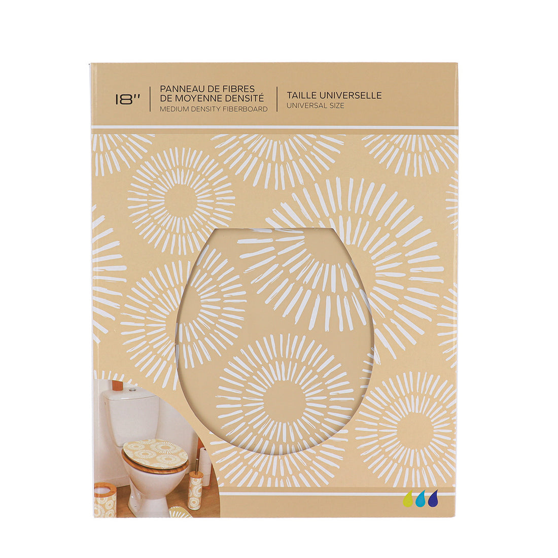 Capac WC din MDF 18” – balamale din oțel inoxidabil – model ETHNIC SPIRALS