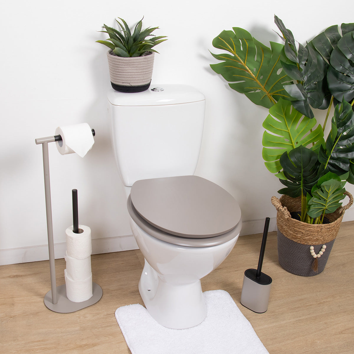 Capac WC din MDF 18” – sistem Soft Close – balamale ABS cromate – taupe