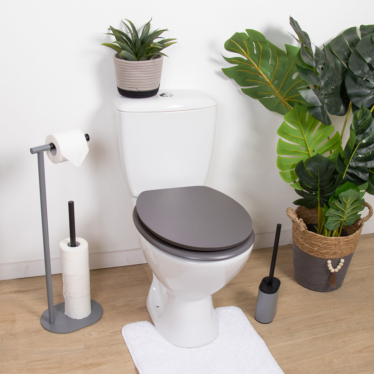 Capac WC din MDF 18” – sistem Soft Close – balamale ABS cromate – gri