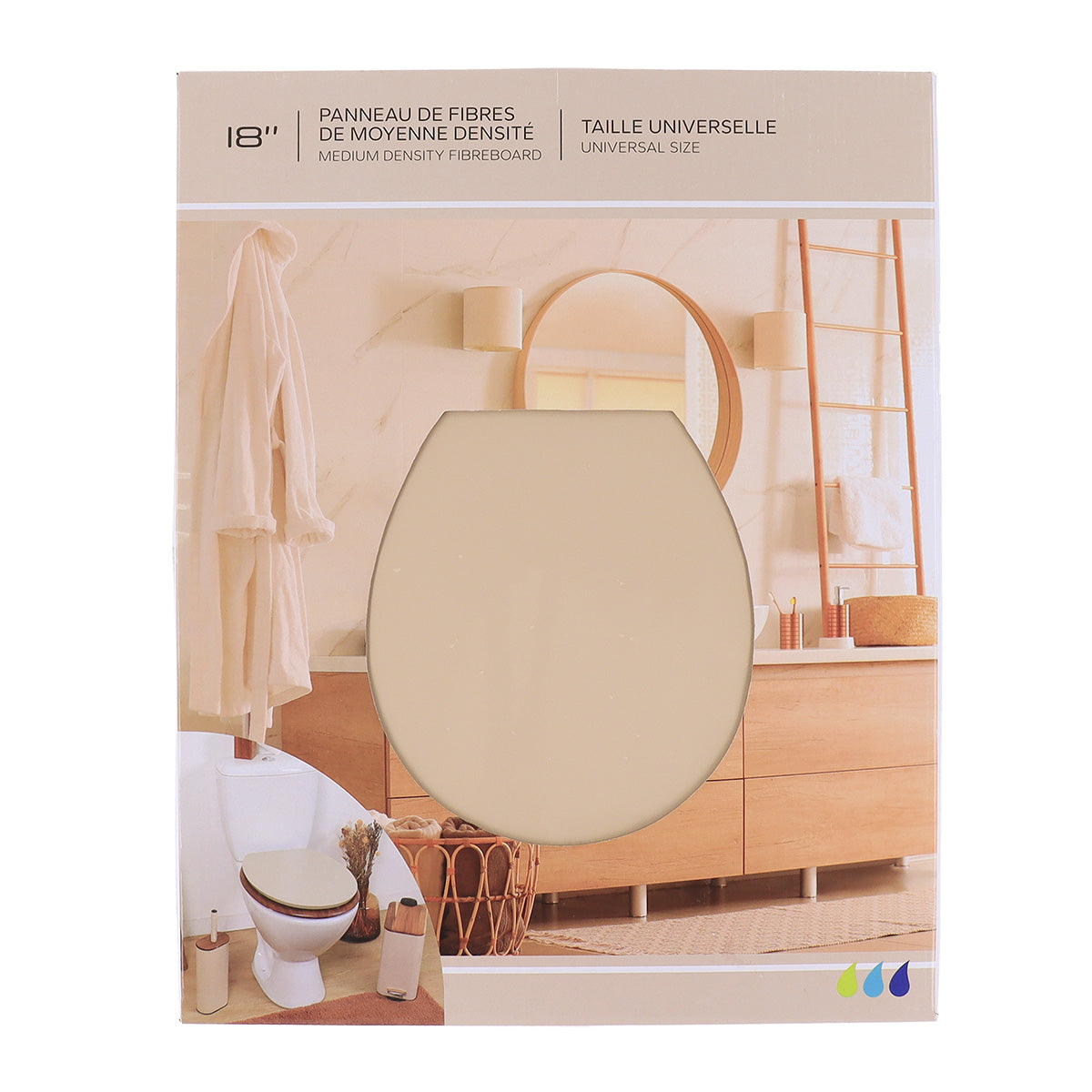 Capac WC MDF 18 inch cu balamale din plastic – BEIGE