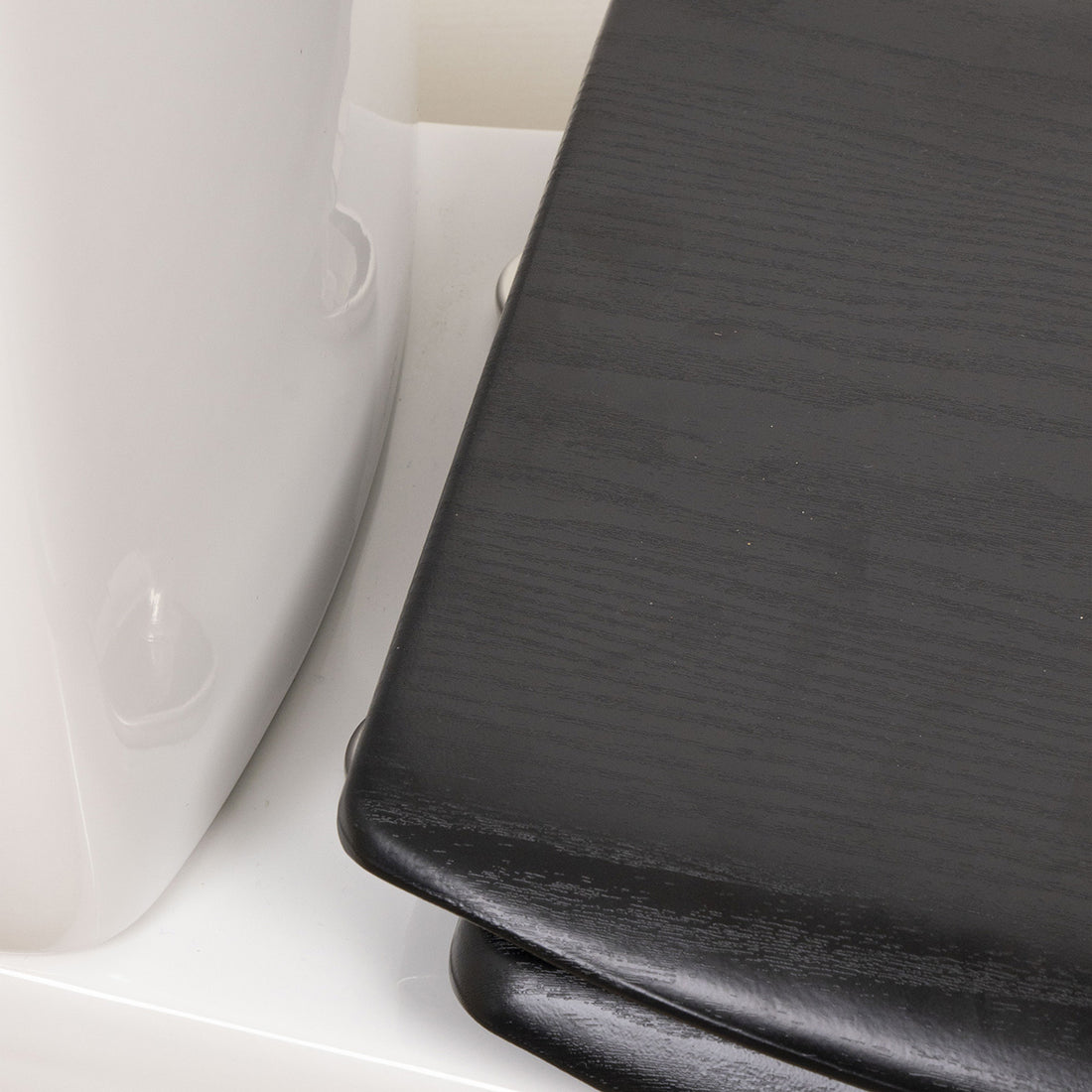 Capac WC din lemn presat – 18" cu balamale inox și panou negru