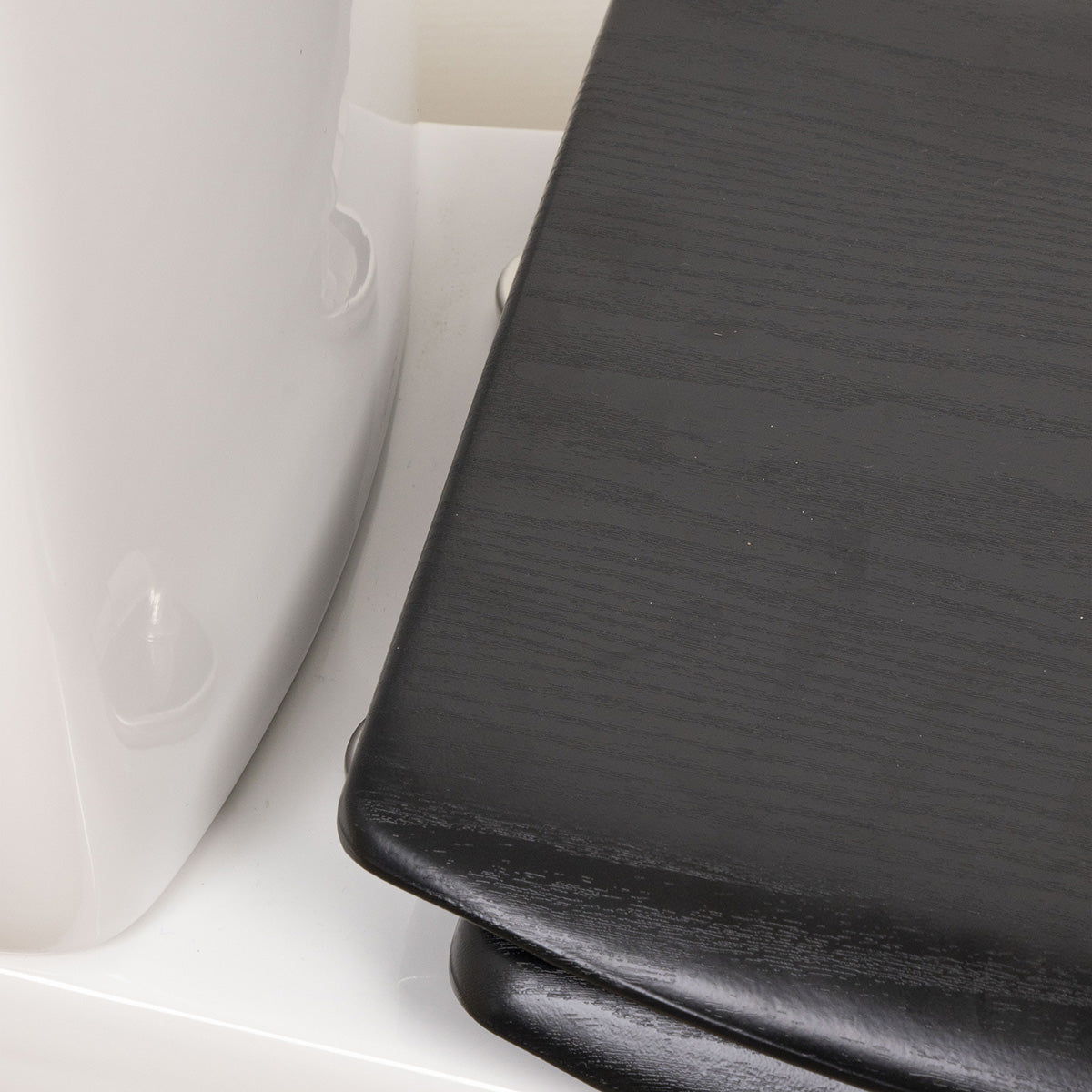 Capac WC din lemn presat – 18" cu balamale inox și panou negru