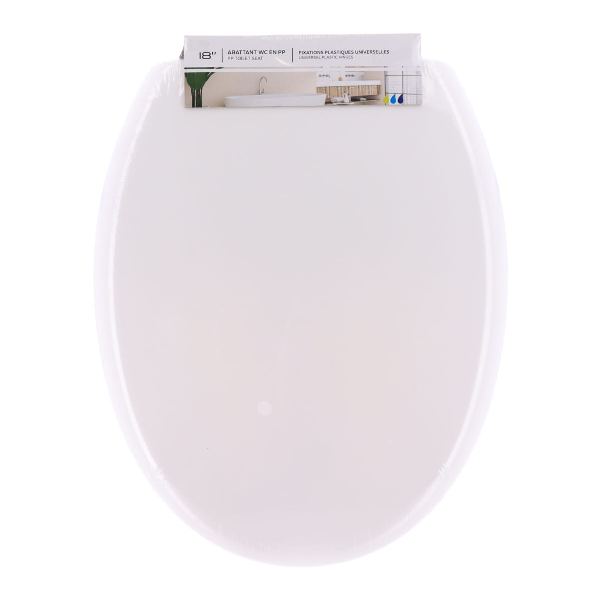 Capac WC din polipropilenă 18” – balamale din plastic – alb