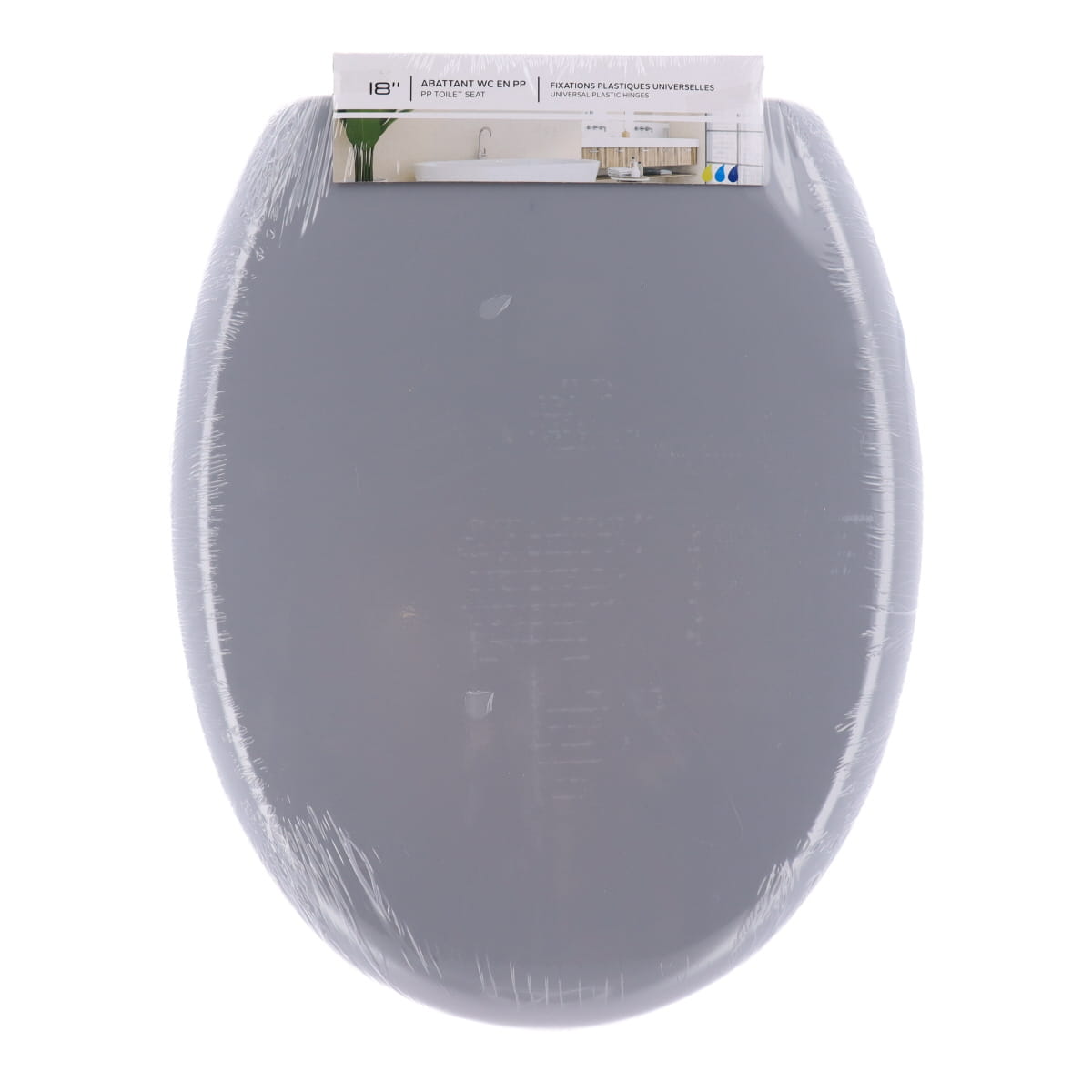 Capac WC din polipropilenă 18” – balamale din plastic – gri