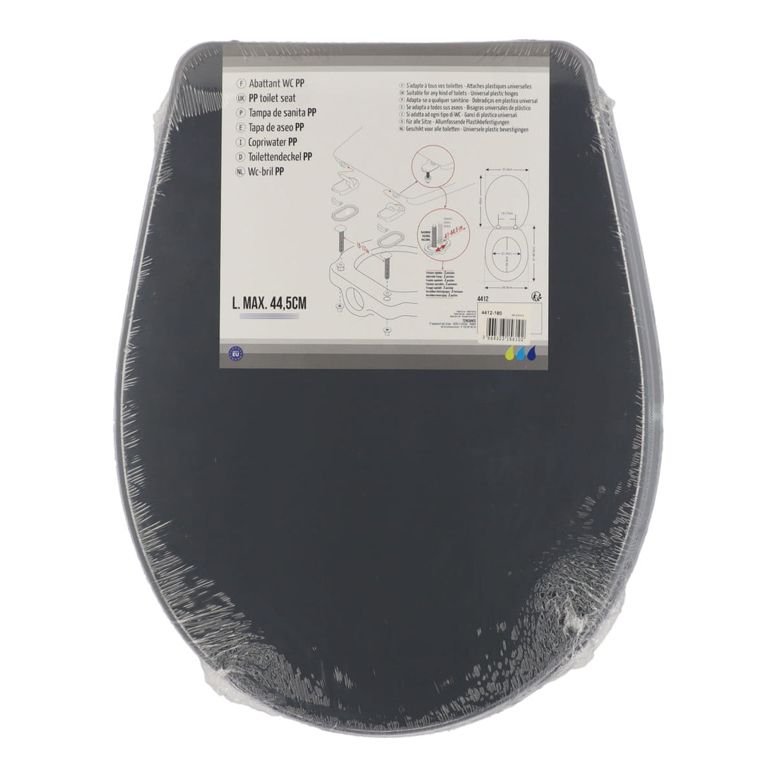 Capac WC din polipropilenă 18” – balamale din plastic – gri