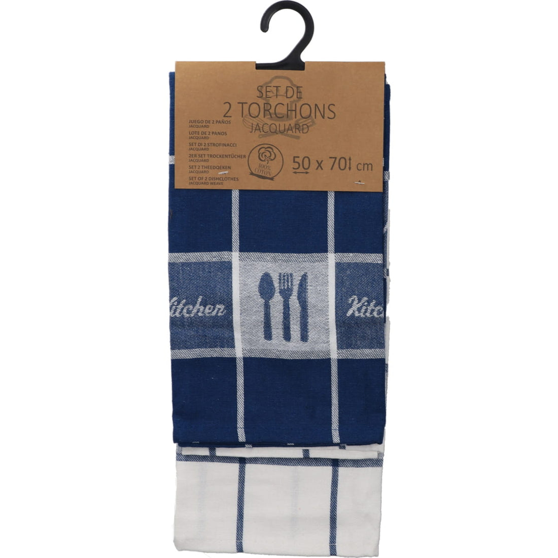 Set 2 prosoape bucătărie Paul 50x70cm bumbac - Alb/Albastru