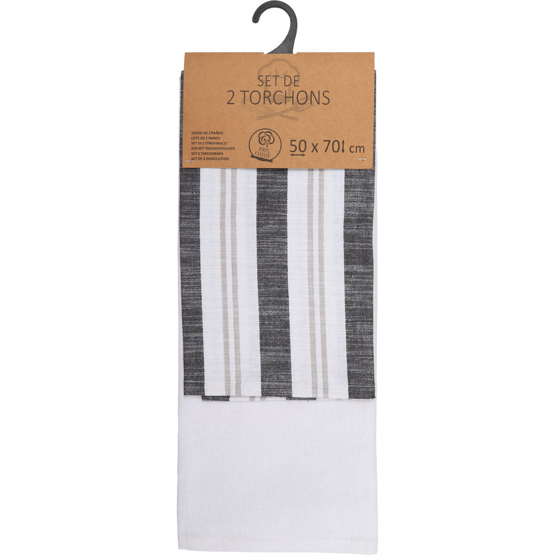Set 2 prosoape bucătărie Lewis 50x70cm bumbac - Negru