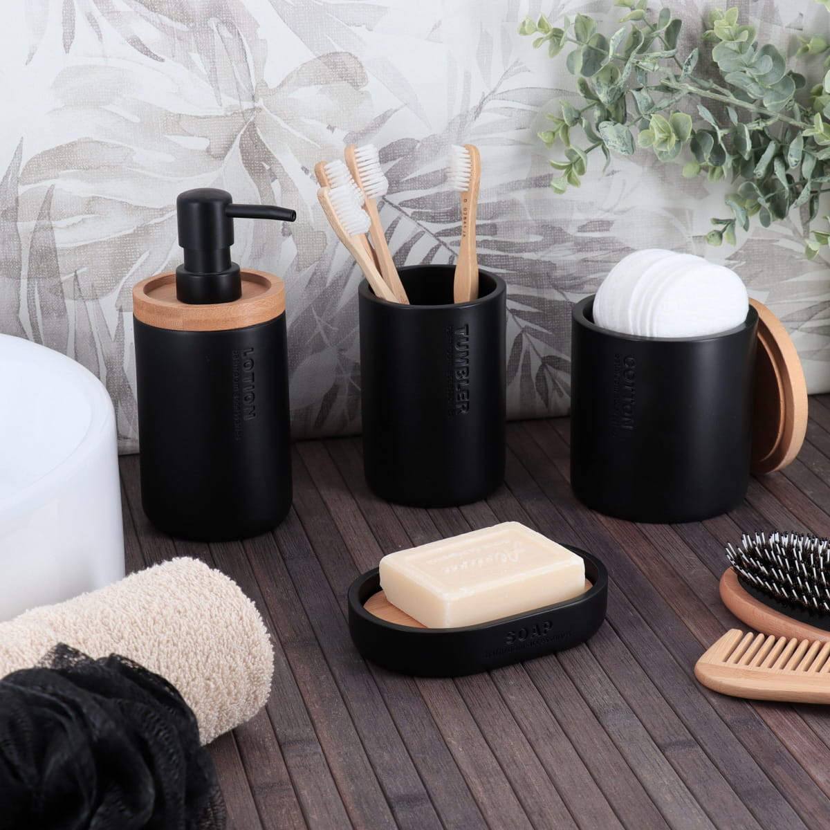 Pahar baie Timeless rotund din rășină – Negru mat