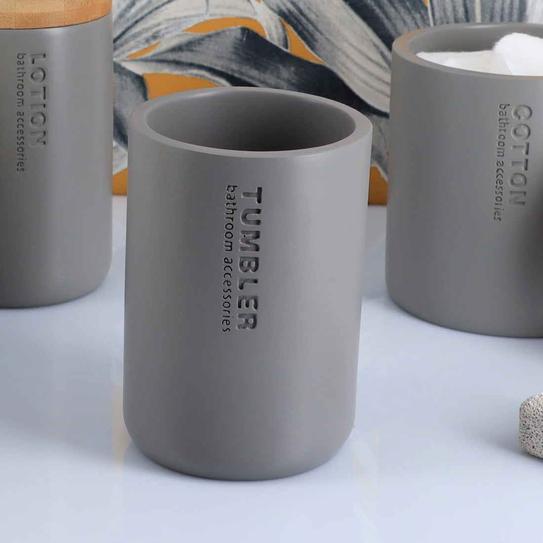 Pahar baie Timeless rotund din rășină – Gri mat