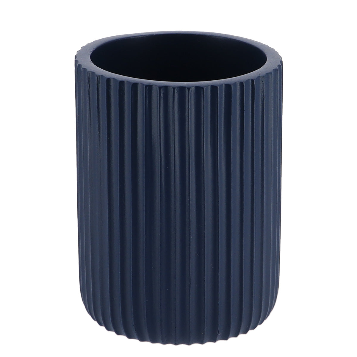 Pahar rotund din polirășină cu striații Timeless – Bleumarin