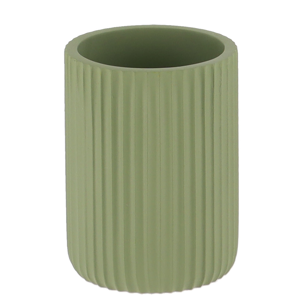 Pahar rotund din polirășină cu striații Timeless – Kaki