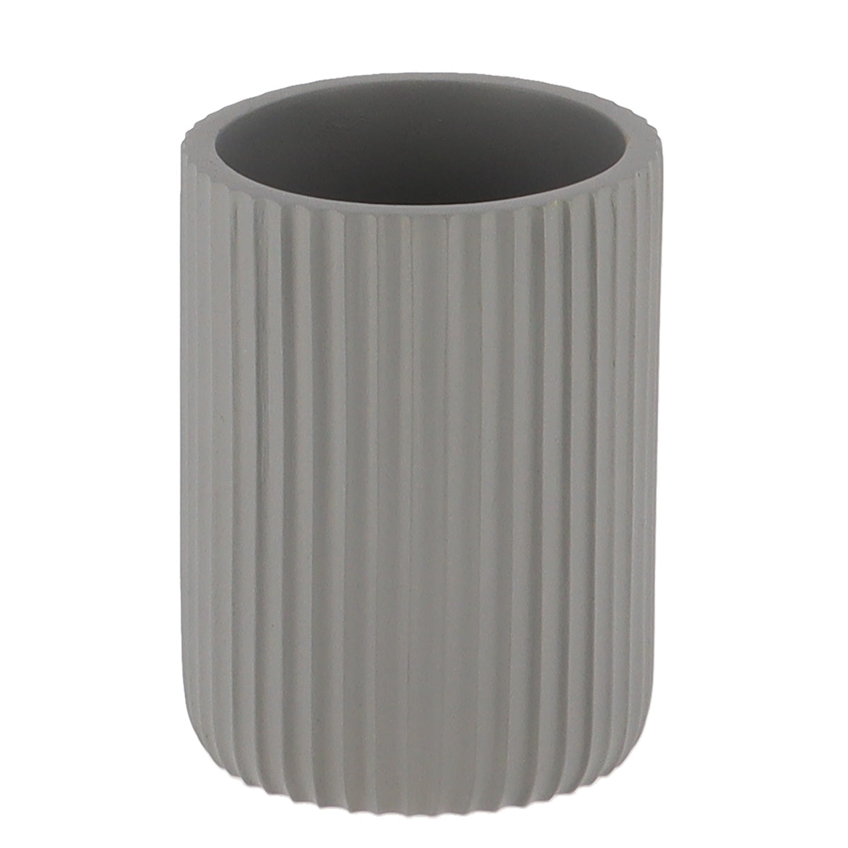 Pahar rotund din polirășină cu striații Timeless – Gri