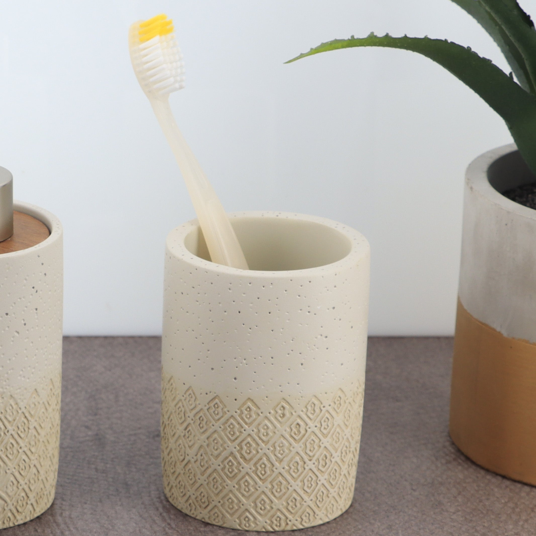 Pahar de baie rotund din polirășină – natural