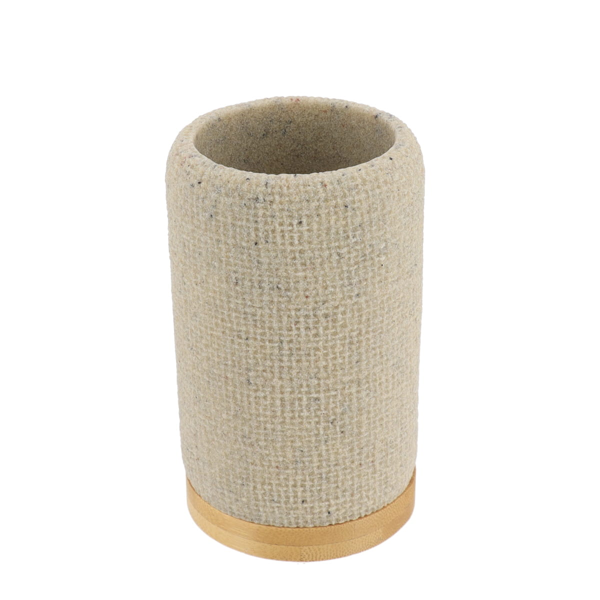 Pahar de baie rotund din polirășină cu efect plasă și bambus – natural