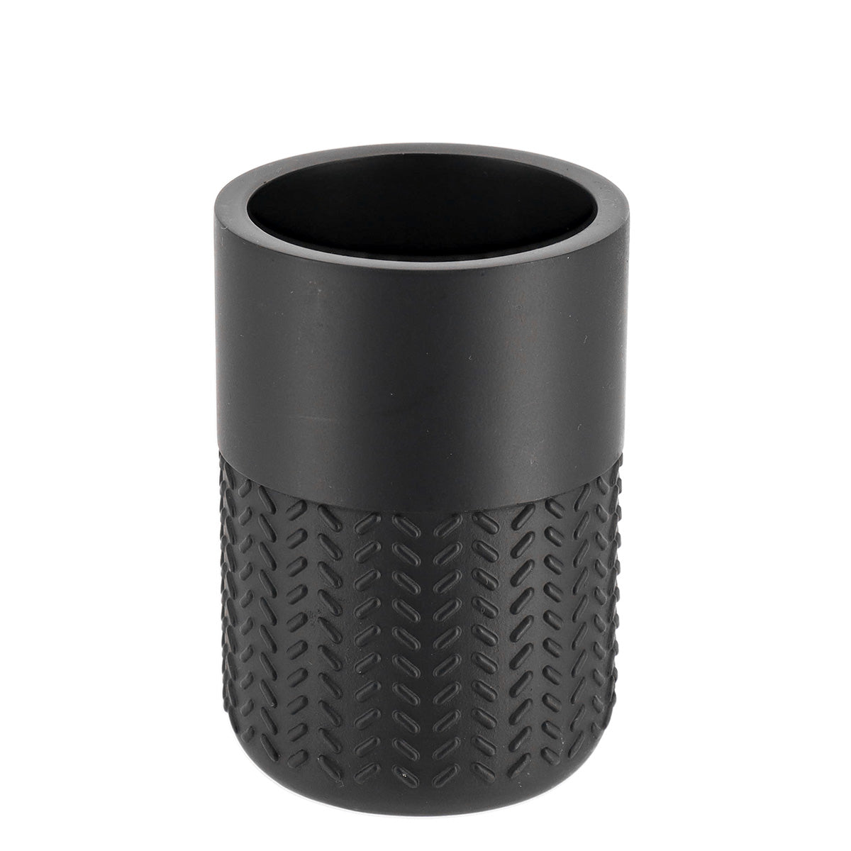 Pahar de baie din polirășină – negru mat cu gravură chevron