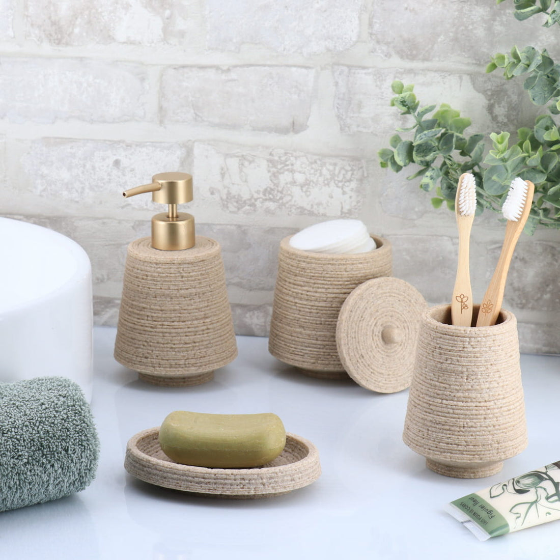 Savonieră din rasină cu finisaj nisip – Natural