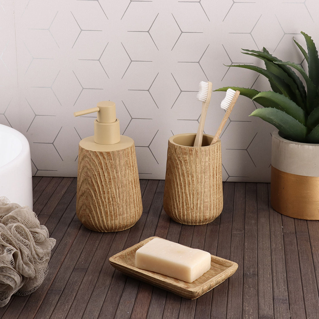 Pahar Din Polirasină Efect Lemn – Natural