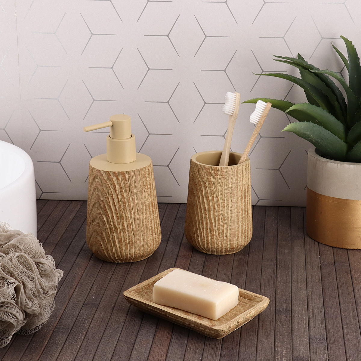 Pahar Din Polirasină Efect Lemn – Natural