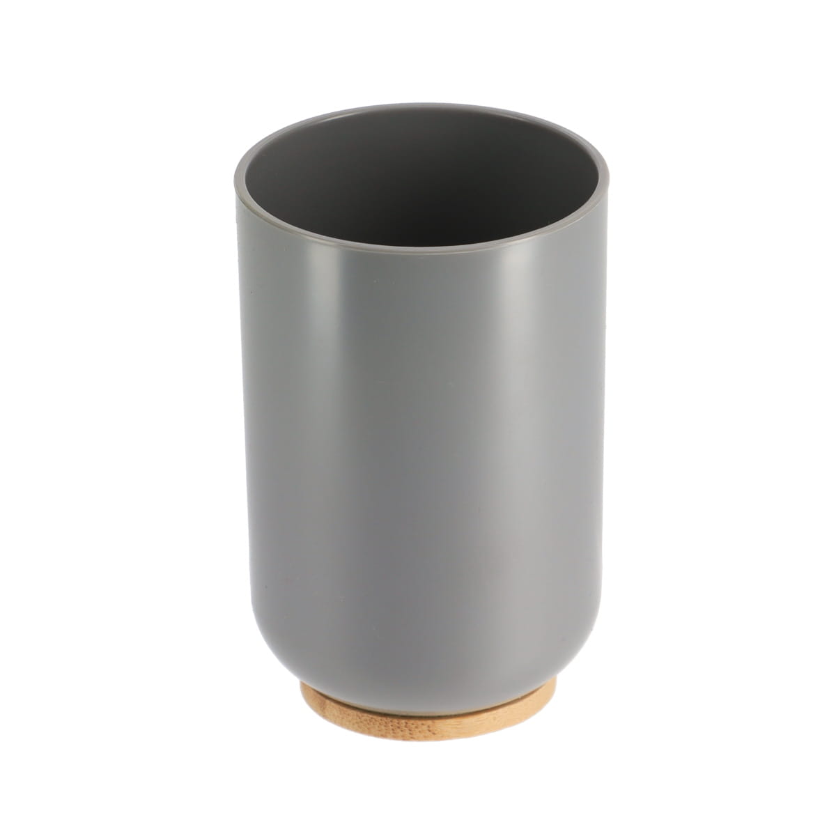Pahar rotund din plastic PS cu bază bambus – gri / bambus
