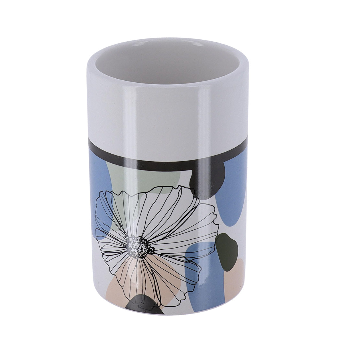 Pahar rotund din dolomită imprimată – model Flowers