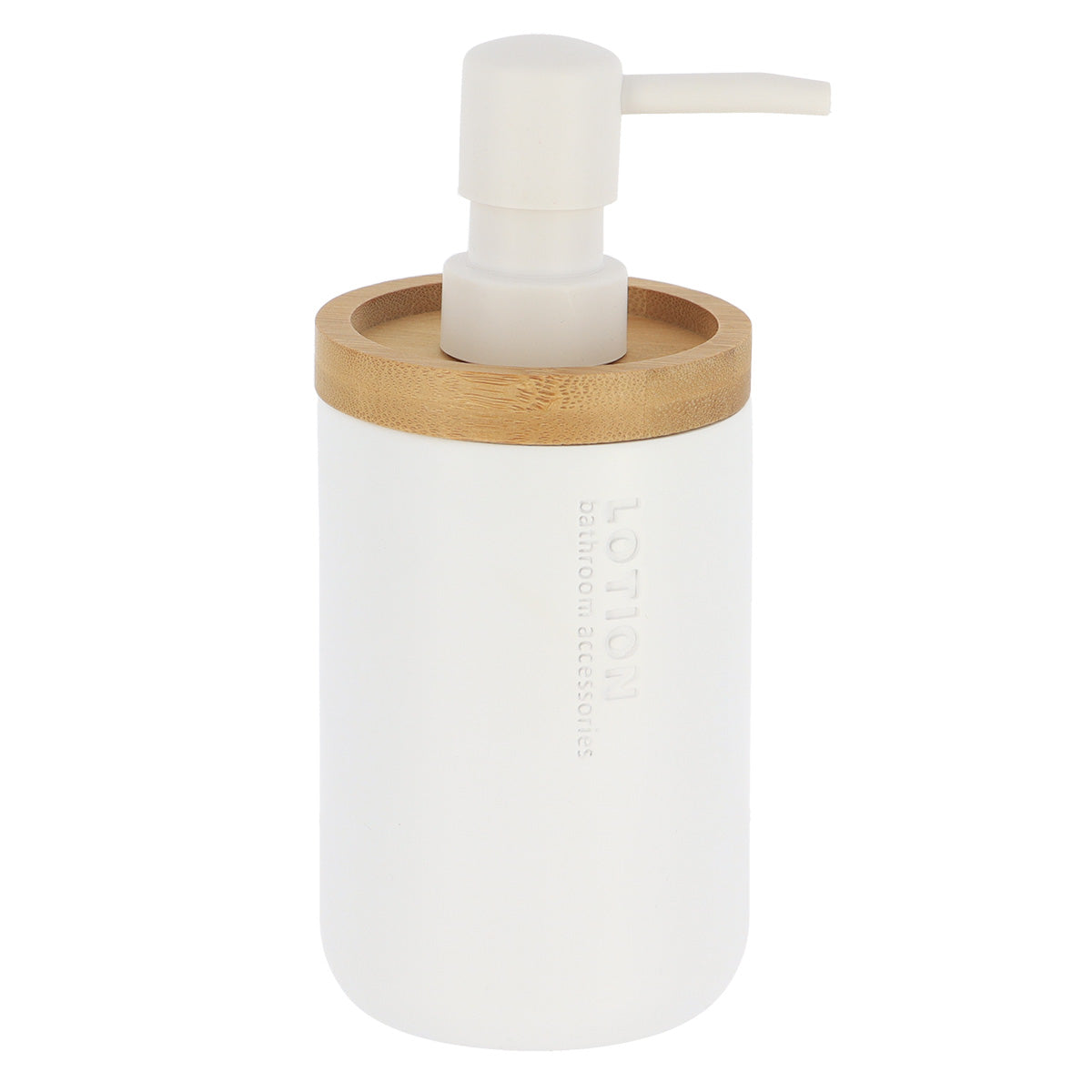 Dozator săpun Timeless din rășină și bambus – Alb