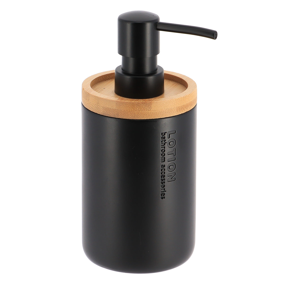 Dozator săpun Timeless din rășină și bambus – Negru mat