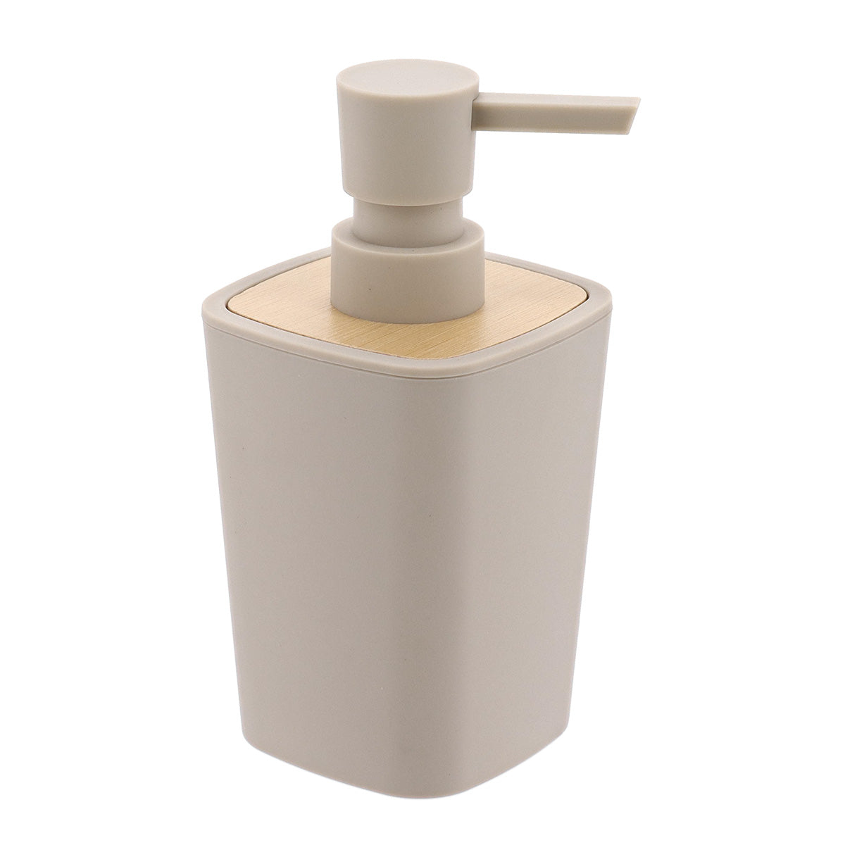 Dispenser de săpun din ABS, cauciuc și bambus 380 ml – crem / natural