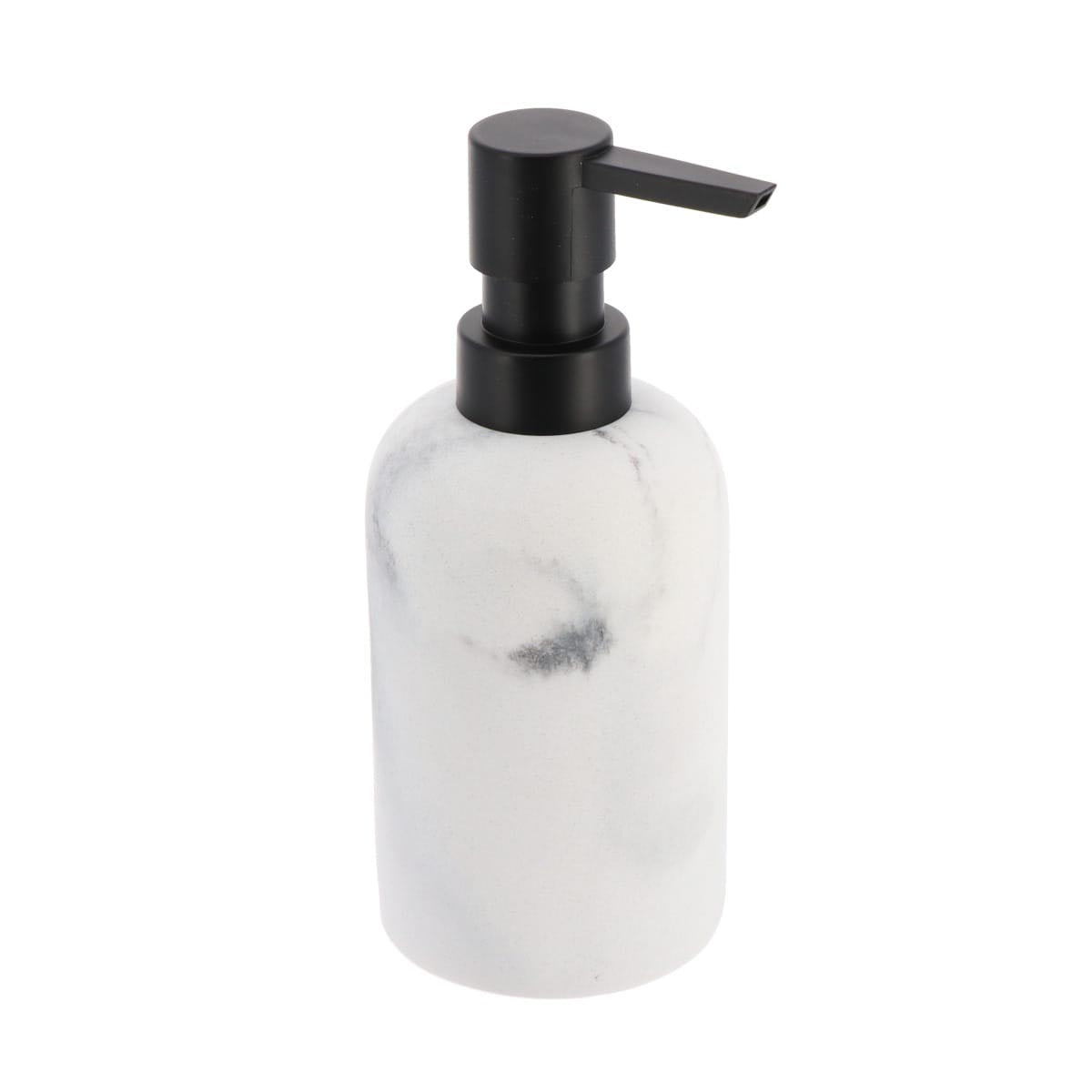 Dispenser de săpun din polirășină cu efect marmorat 300 ml – alb/gri