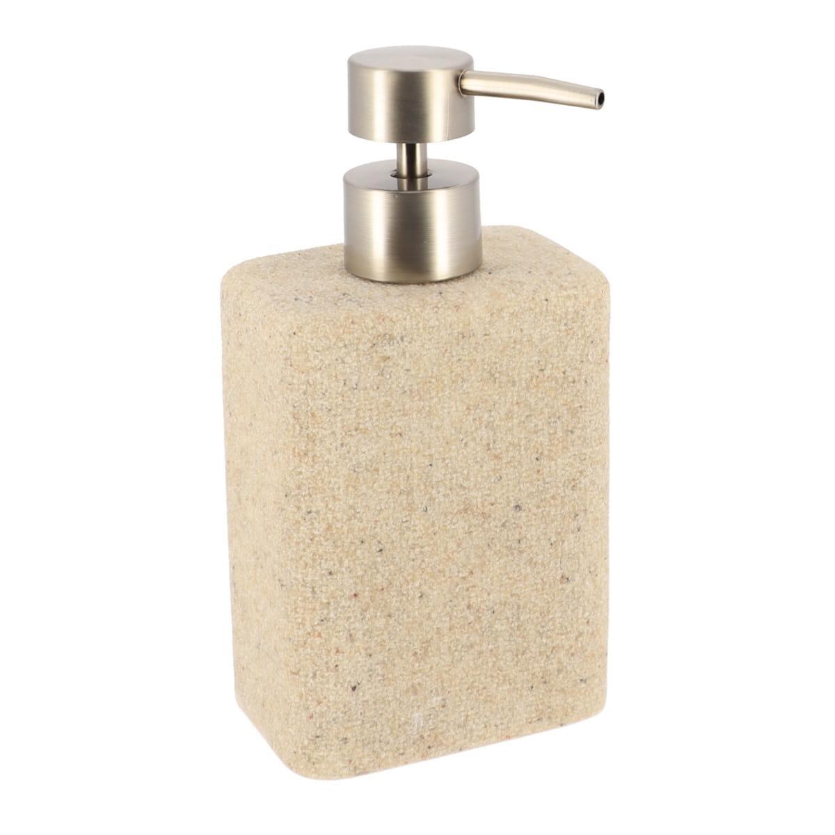 Dispenser de săpun rectangular din polirășină cu efect nisip 360 ml – natural