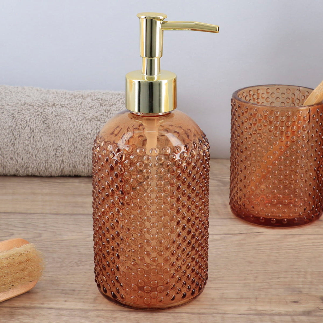 Dispenser rotund din sticlă – efect fumuriu – 410 ml