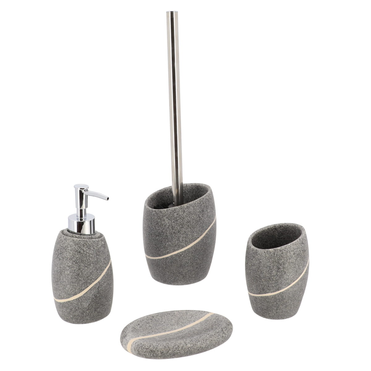 Dispenser pentru Săpun cu Efect de Piatră 240 ml - Gri