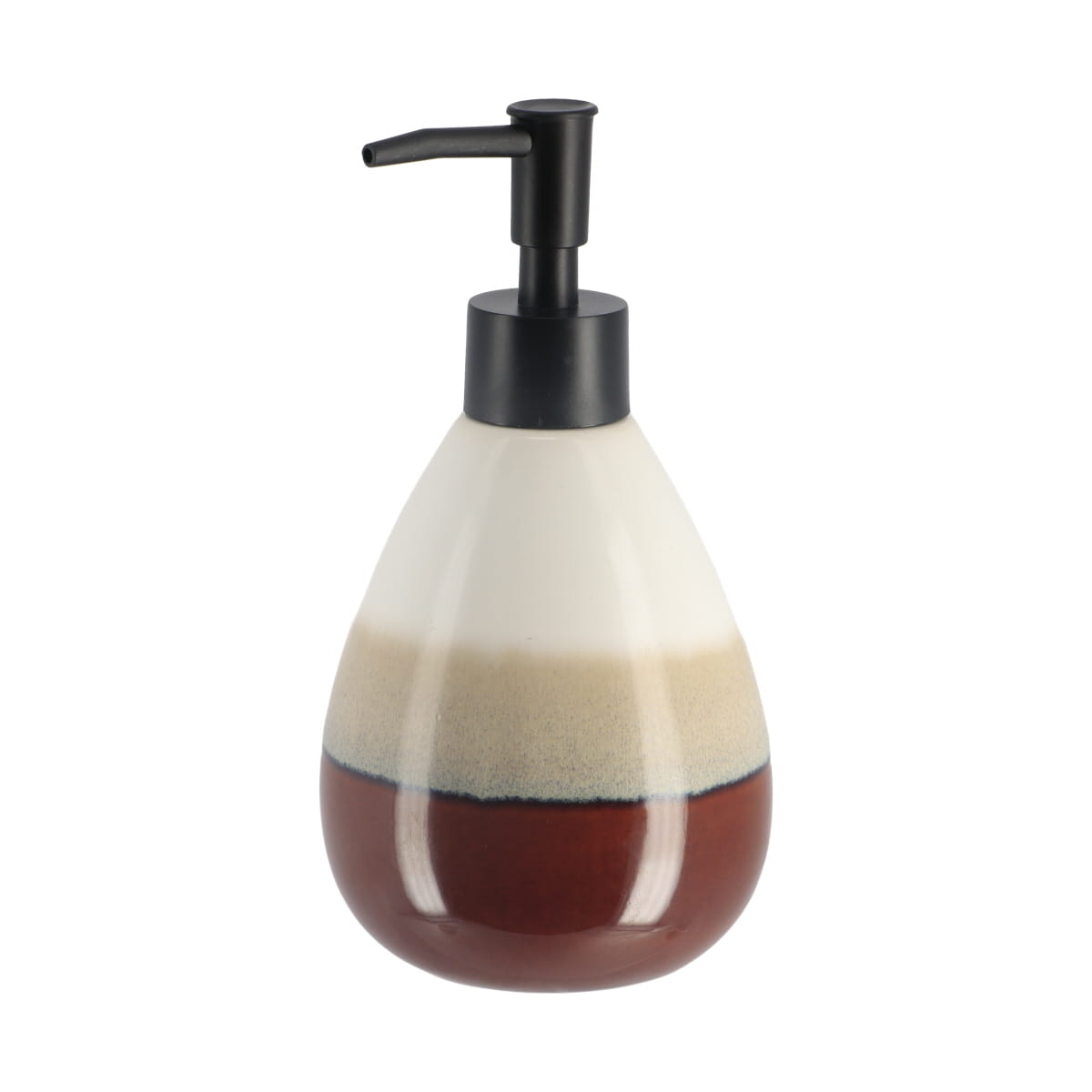 Dispenser rotund tricolor din dolomită – 395 ml – maro/bej