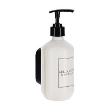 Dispenser plastic pentru gel de duș 380 ml cu suport de perete – Alb