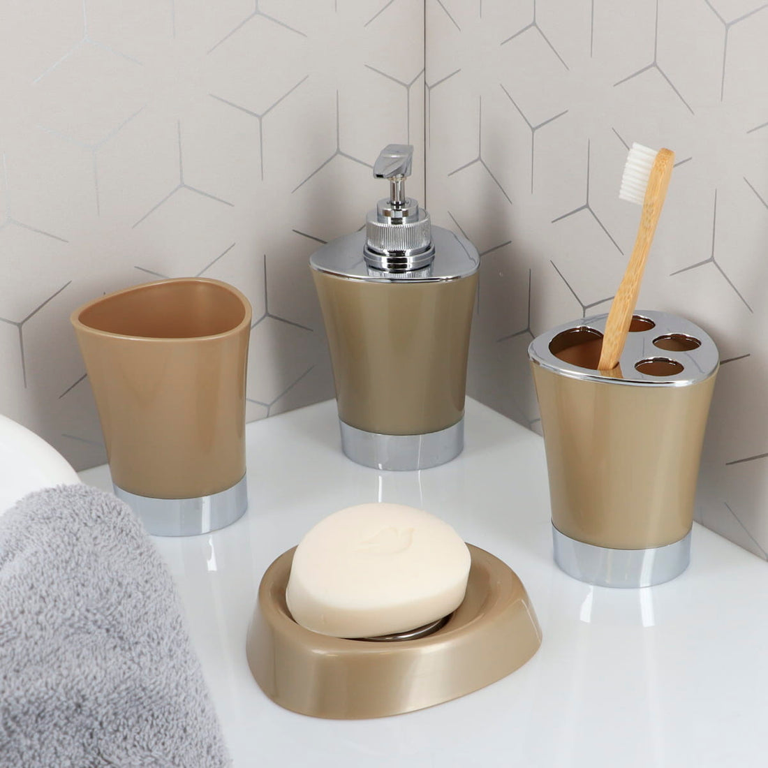 Dispenser săpun conic din polipropilenă 280 ml – taupe