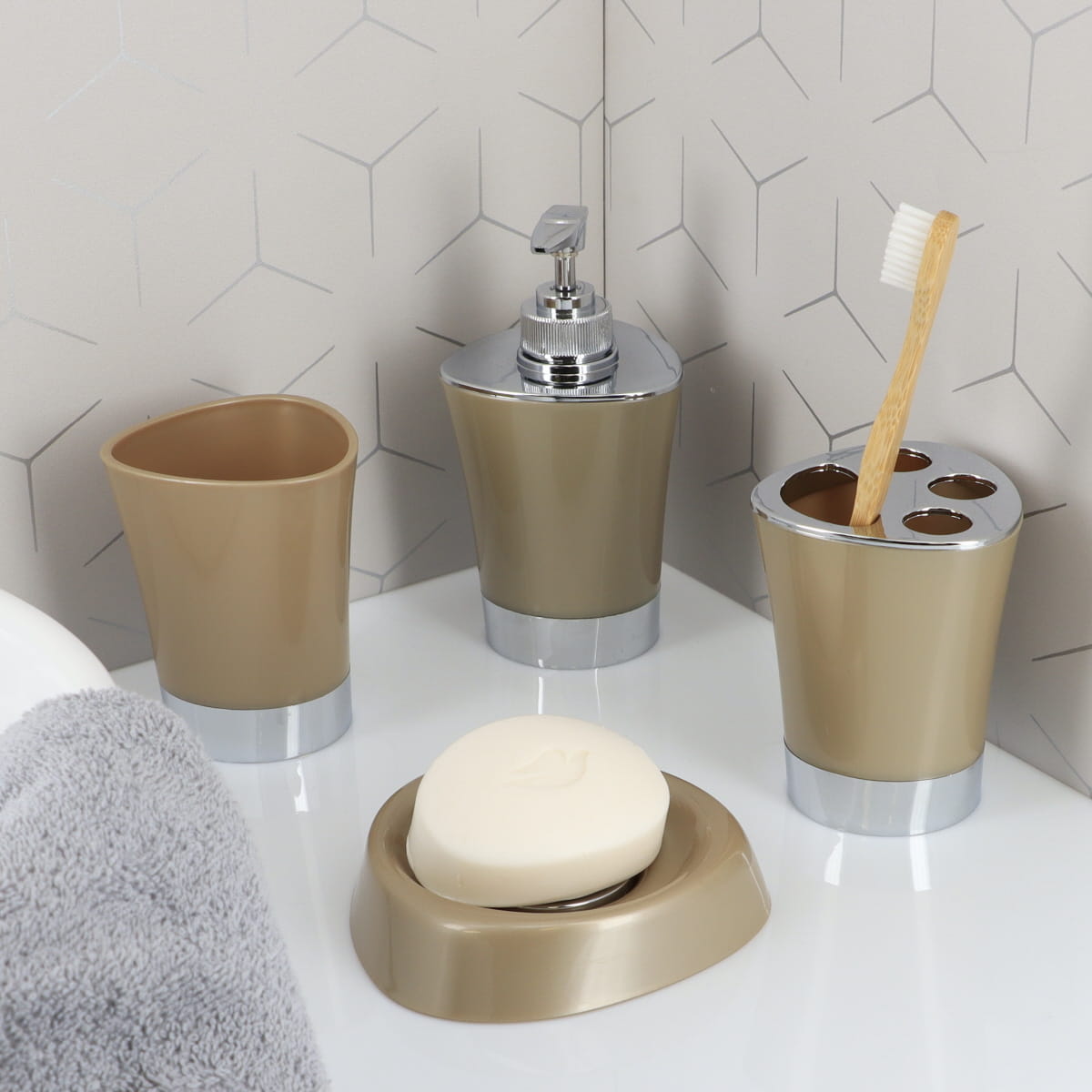 Dispenser săpun conic din polipropilenă 280 ml – taupe