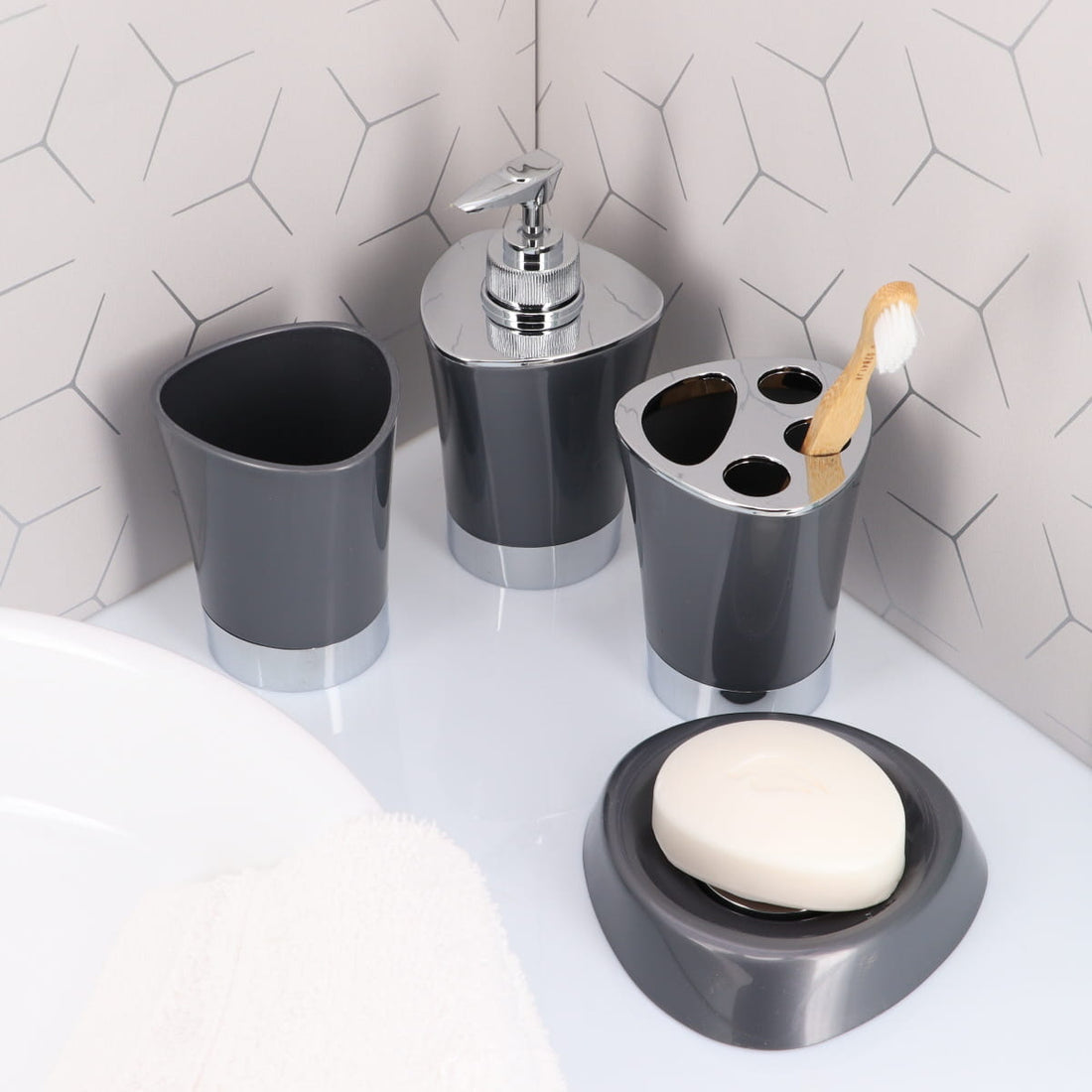 Dispenser săpun conic din polipropilenă 280 ml – gri