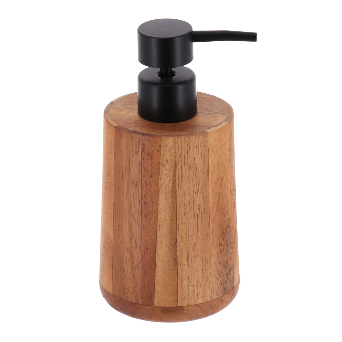 Dispenser rotund din lemn de acacia cu pompă neagră – 200 ml