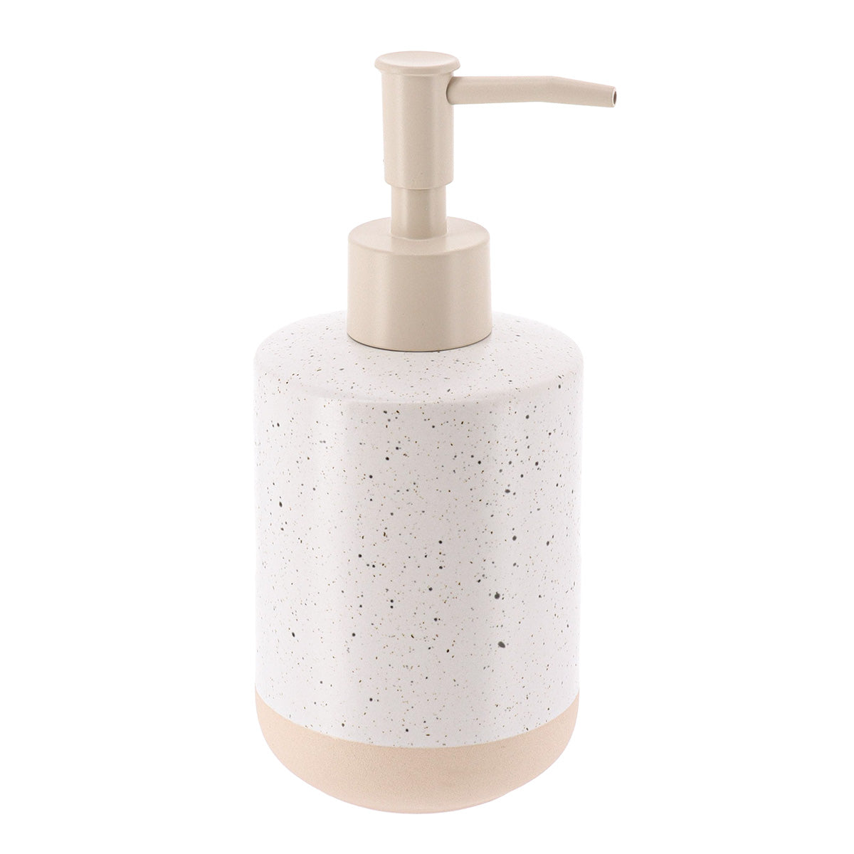 Dispenser ceramic pentru săpun 330 ml – Alb/Bej cu finisaj mat și punctat